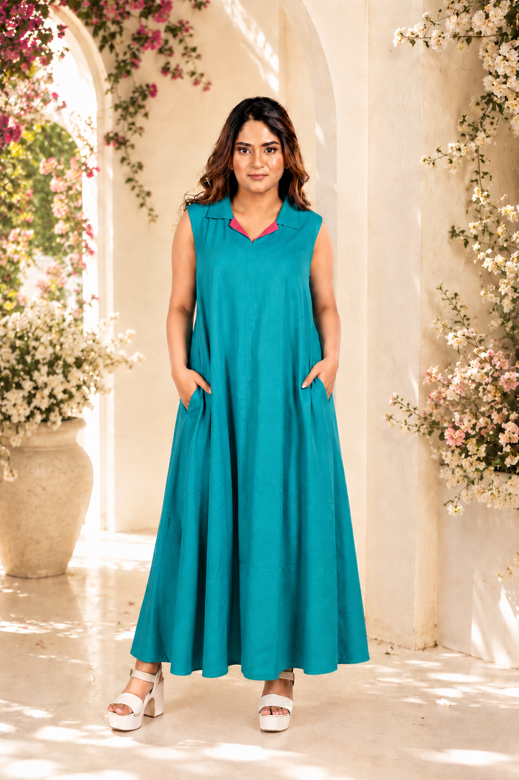 sleeveless-collared-maxi-dress